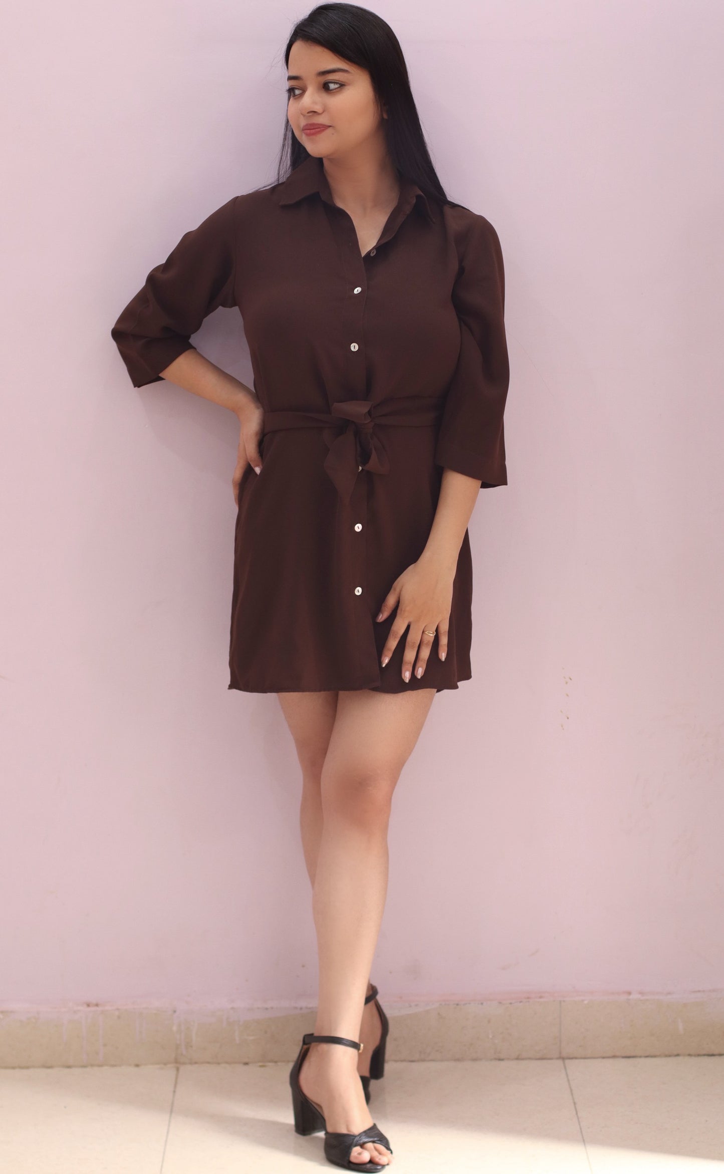 Isha's Choice Brown Shirt Dress