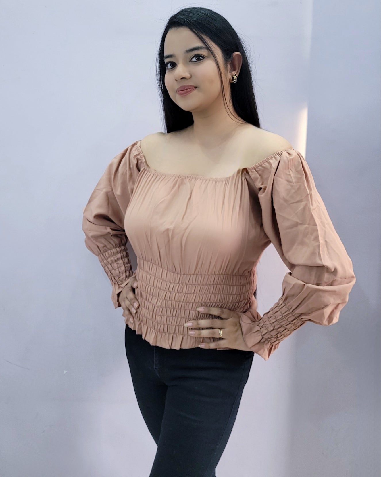 Peach Off Shoulder Top