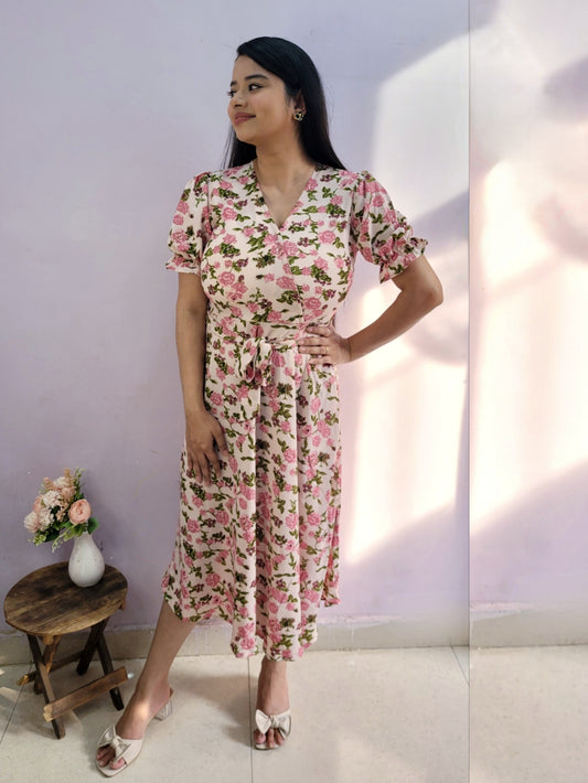 Peach Floral Dress