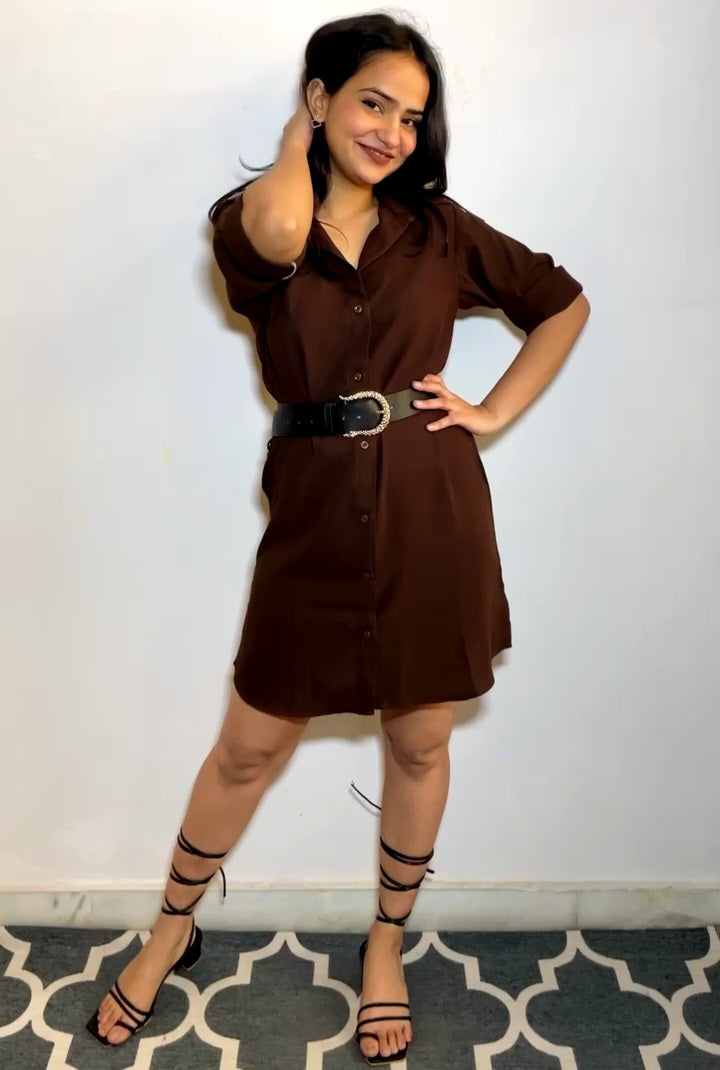 Isha's Choice Brown Shirt Dress