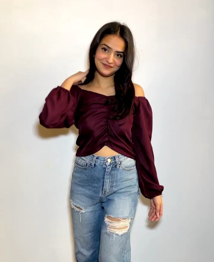 Isha's Choice- Plum Off Shoulder Top