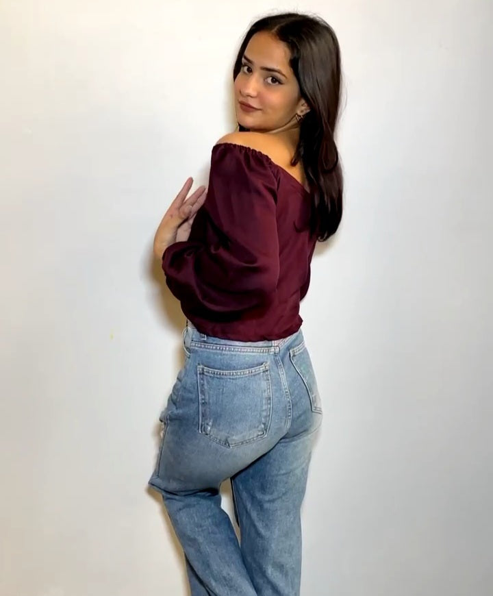 Isha's Choice- Plum Off Shoulder Top