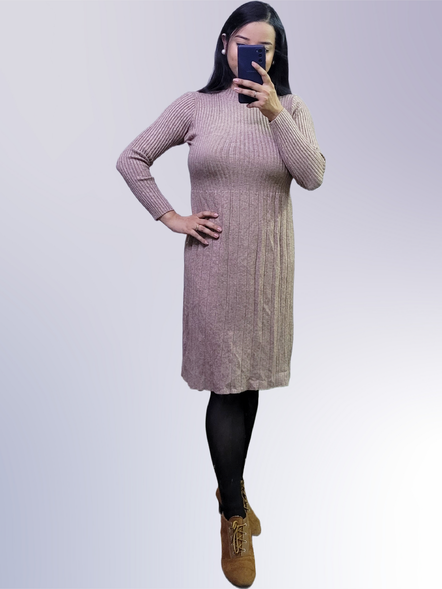 Mauvish Brown Sweater Dress